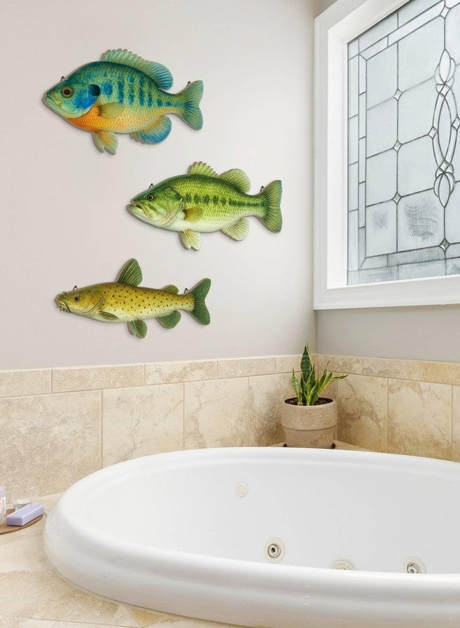 Putuo Decor 3 Pieces Wooden Beach Wall Decor Nautical Fish Wall Art Coastal Home Design for Lake House Bathroom Fishing Lodge - Image 5